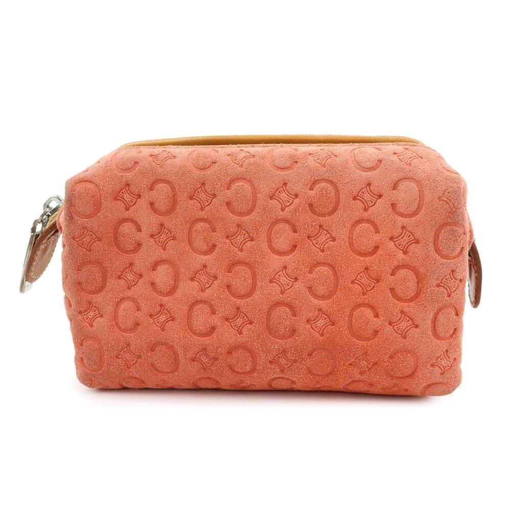 Celine Macadam Suede Cosmetic Pouch Orange